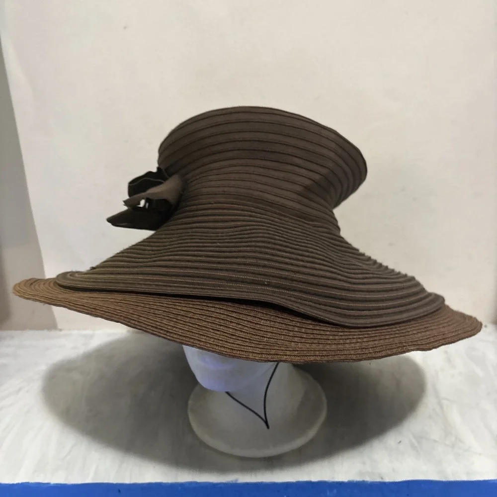 Eric Javits Straw Sun Big Brim Classic Style 53cm 21" - Picture 2 of 6